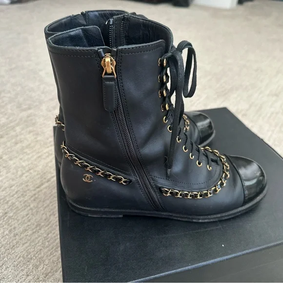Chanel Black Leather Women's Boots - Picture 3 of 11